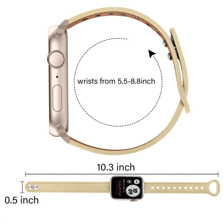 Rigtigt smuk Universal Apple Ægte læder Urrem - Beige#serie_4
