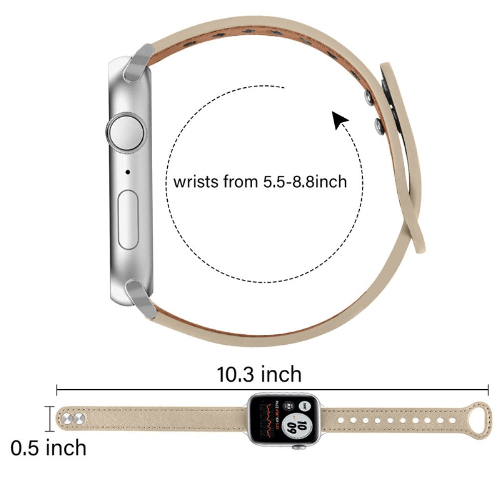 Alle tiders Universal Apple Ægte læder Urrem - Beige#serie_3
