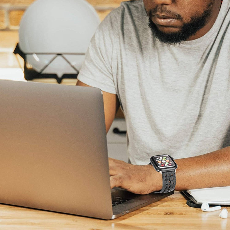 Super fantastisk Universal Apple Ægte læder Urrem - Sort#serie_2