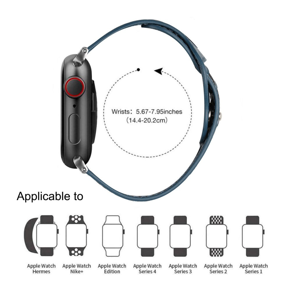 Super fantastisk Universal Apple Ægte læder Urrem - Blå#serie_4