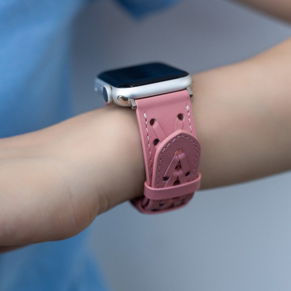 Meget hårdfør Universal Apple Ægte læder Urrem - Pink#serie_5