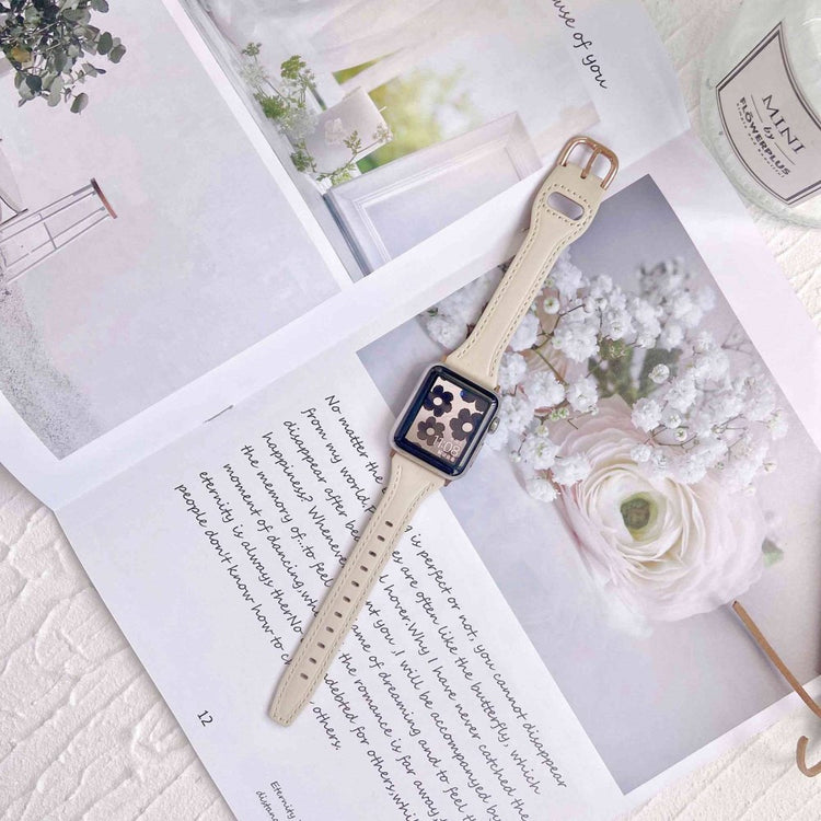 Rigtigt fint Universal Apple Ægte læder Urrem - Beige#serie_5