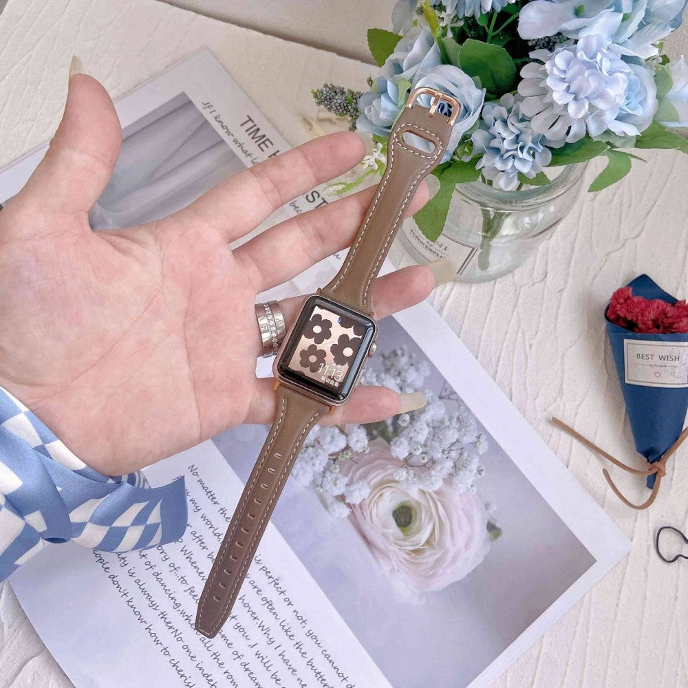 Rigtigt fint Universal Apple Ægte læder Urrem - Beige#serie_5