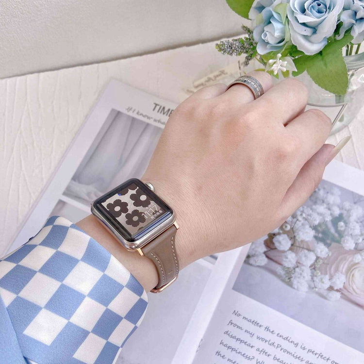 Rigtigt fint Universal Apple Ægte læder Urrem - Brun#serie_6