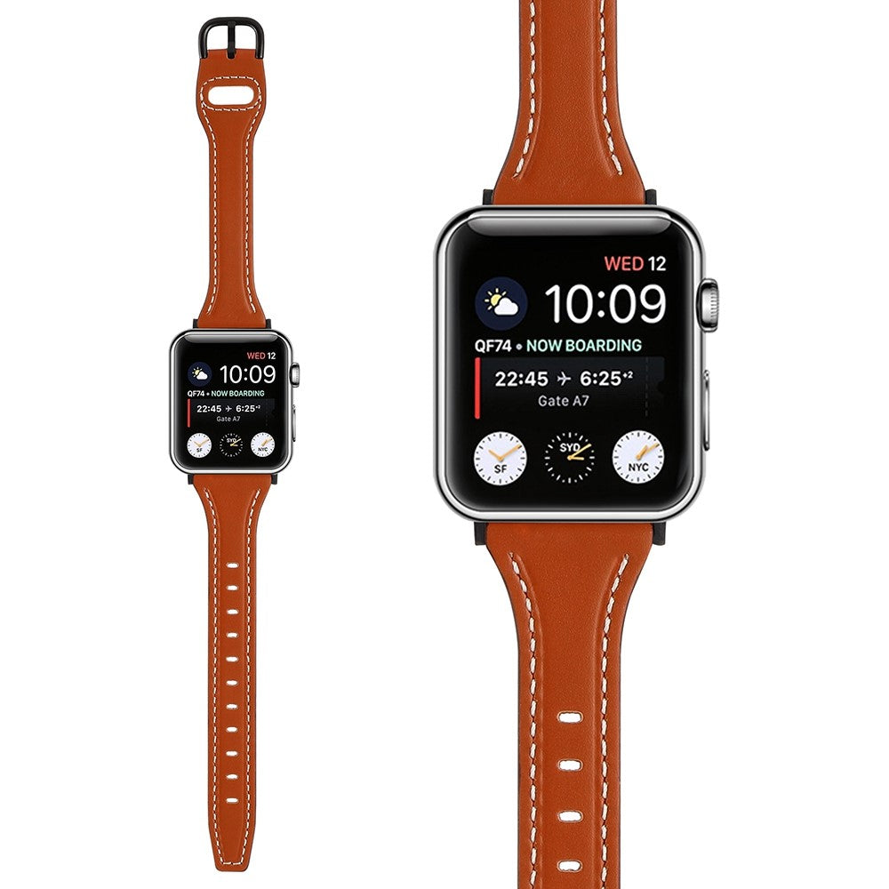 Rigtigt fint Universal Apple Ægte læder Urrem - Brun#serie_6