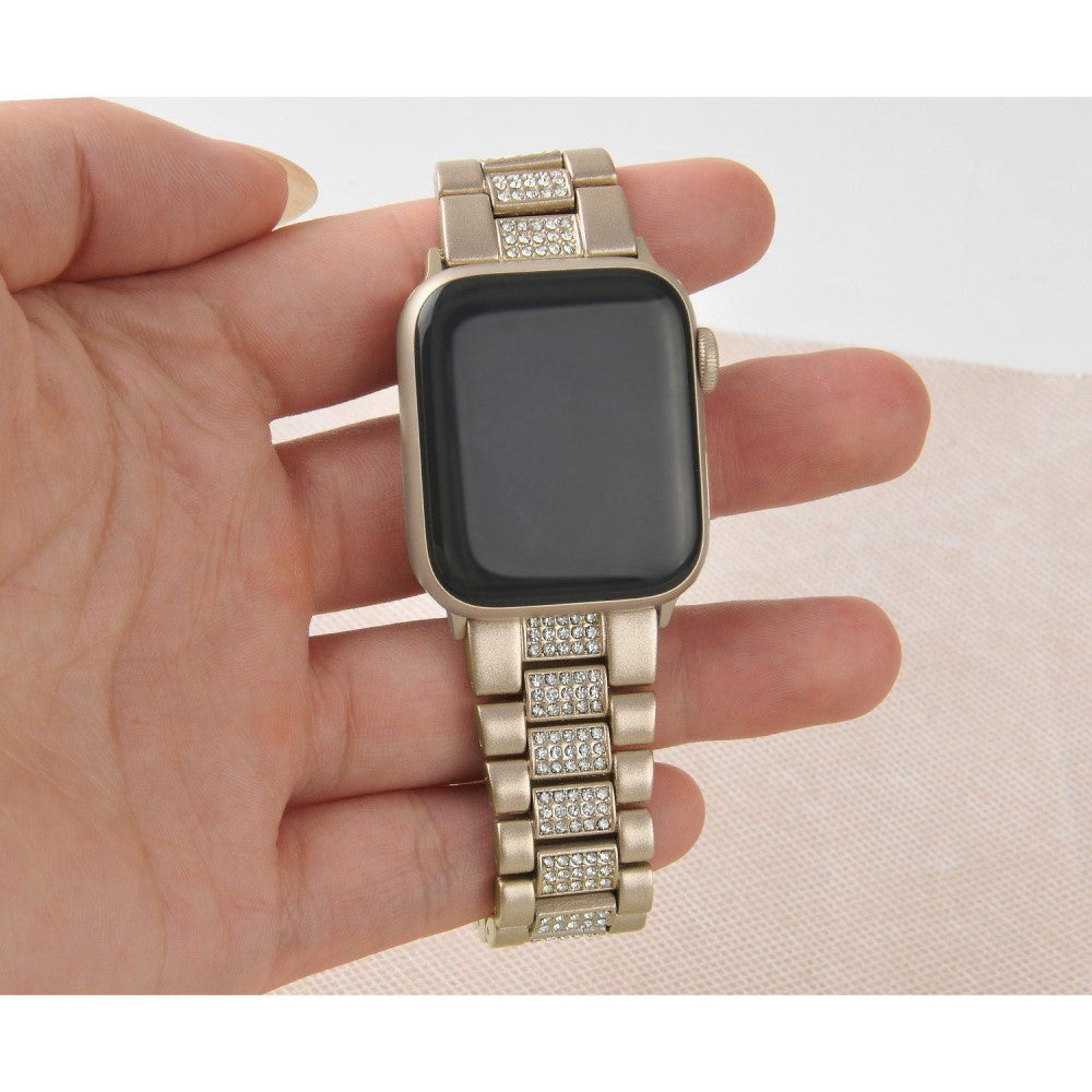 Rigtigt kønt Universal Apple Metal og Rhinsten Rem - Guld#serie_2