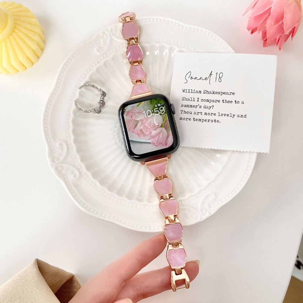 Rigtigt flot Universal Apple Metal og  Rhinsten Urrem - Pink#serie_2