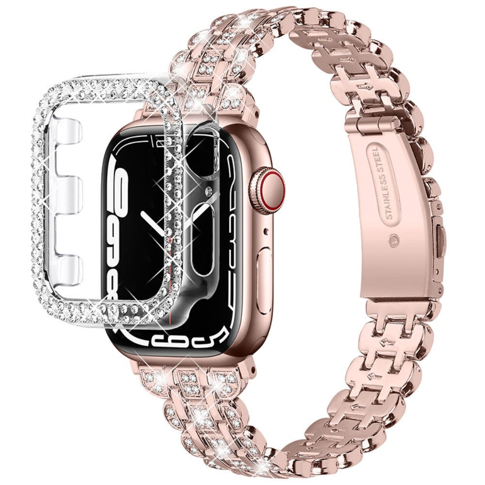 Vildt kรธnt Apple Watch Series 7 41mm Metal og Rhinsten Rem - Pink#serie_1