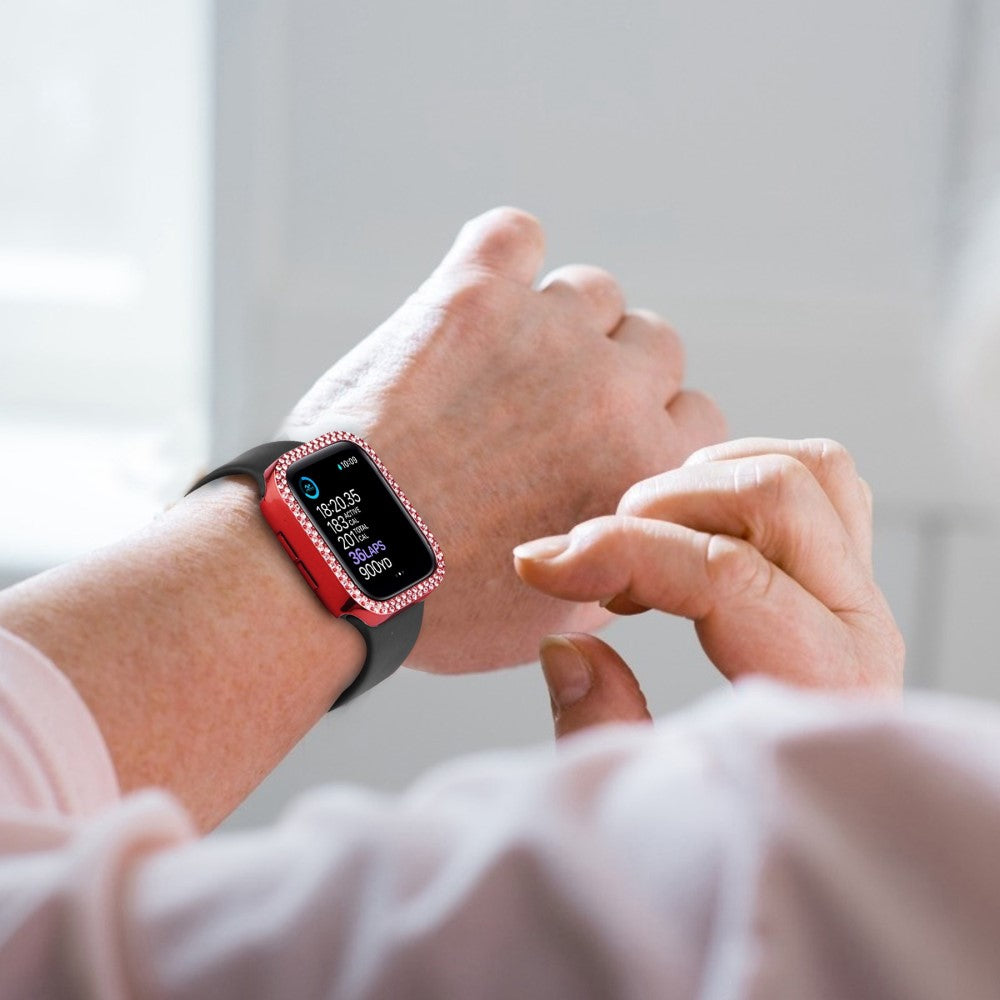 Super Fed Universal Apple Cover med Skærmbeskytter i Plastik, Rhinsten og Hærdet Glas - Rød#serie_4