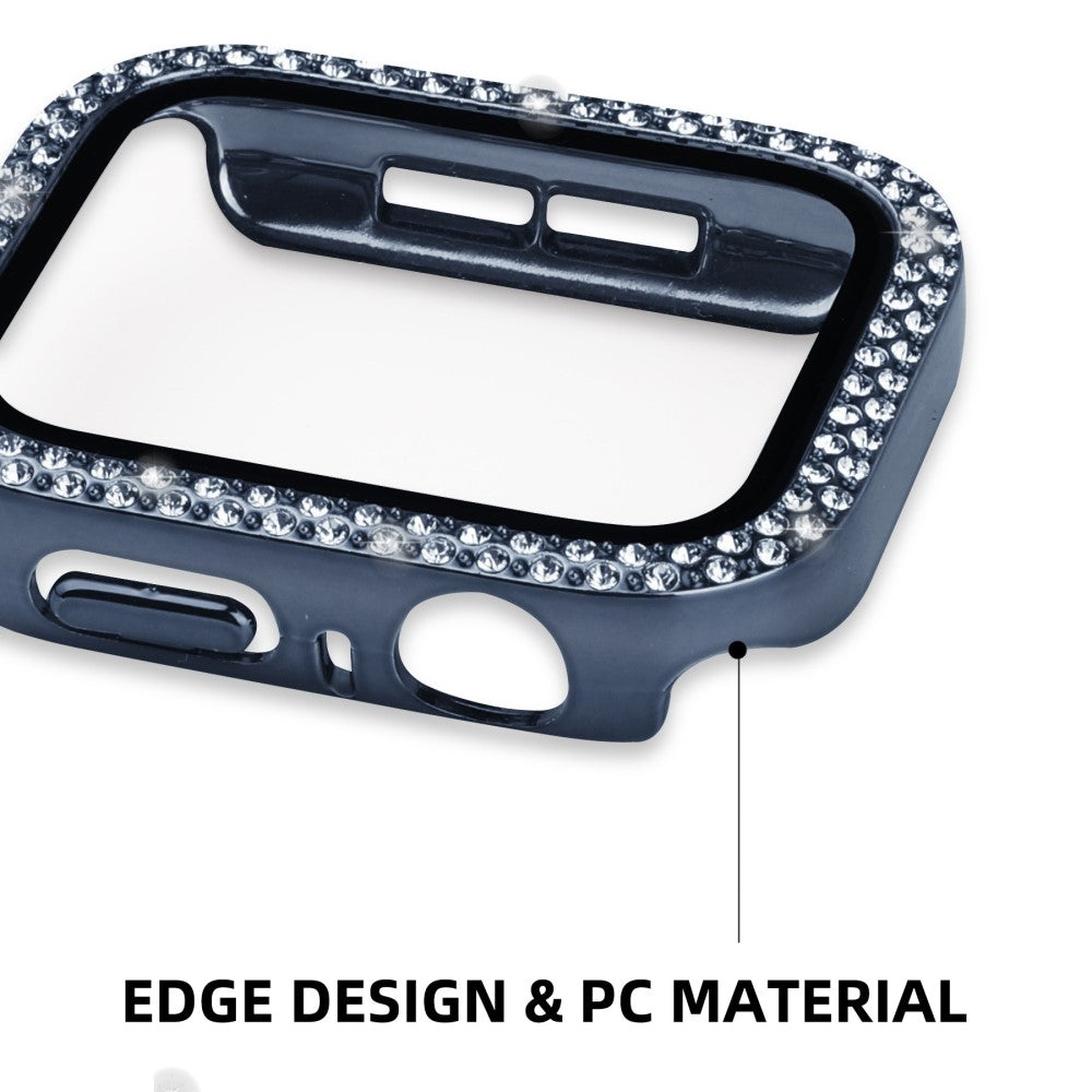Super Fed Universal Apple Cover med Skærmbeskytter i Plastik, Rhinsten og Hærdet Glas - Blå#serie_8