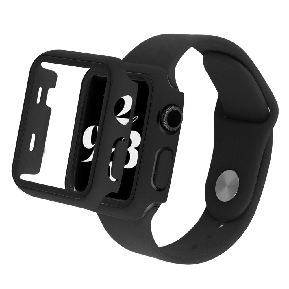 Apple Watch Series 8 (41mm) / Apple Watch Series 7 41mm Plastik Rem med Cover og Hรฆrdet Glas - Sort#serie_1