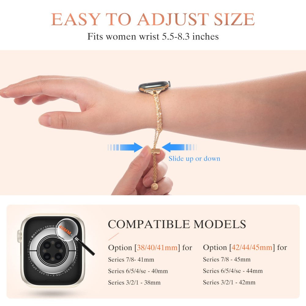 Rigtigt hårdfør Universal Apple Metal og Rhinsten Rem - Guld#serie_2