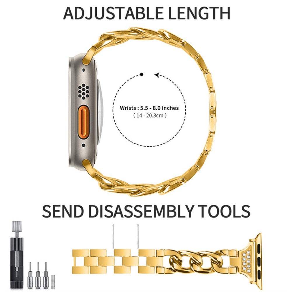 Vildt rart Universal Apple Metal og Rhinsten Rem - Guld#serie_2