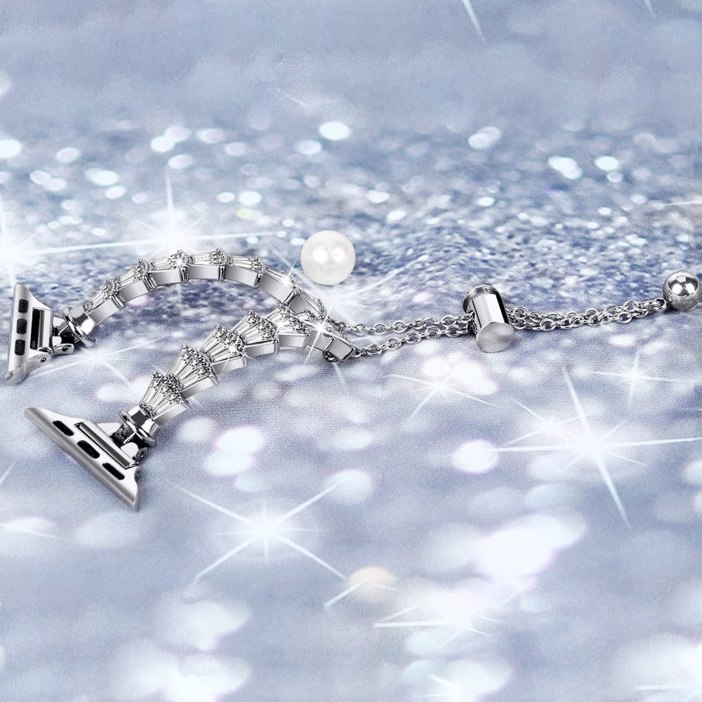 Vildt slidstærk Universal Apple Metal og Rhinsten Rem - Sølv#serie_3