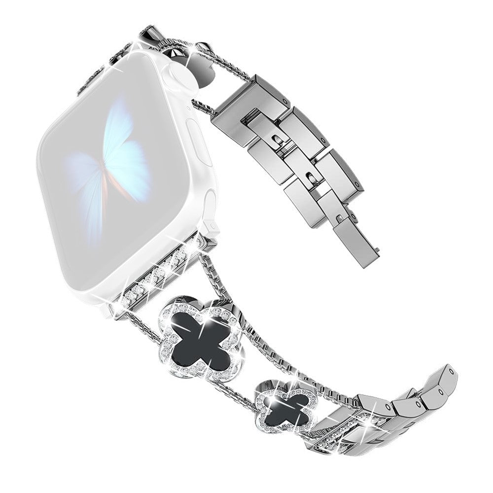 Sejt Metal Og Rhinsten Universal Rem passer til Apple Smartwatch - Sรธlv#serie_1