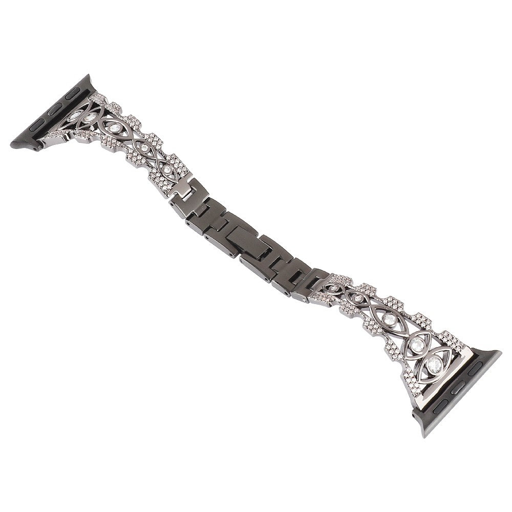 Super Pรฆnt Metal Og Rhinsten Universal Rem passer til Apple Smartwatch - Sort#serie_1