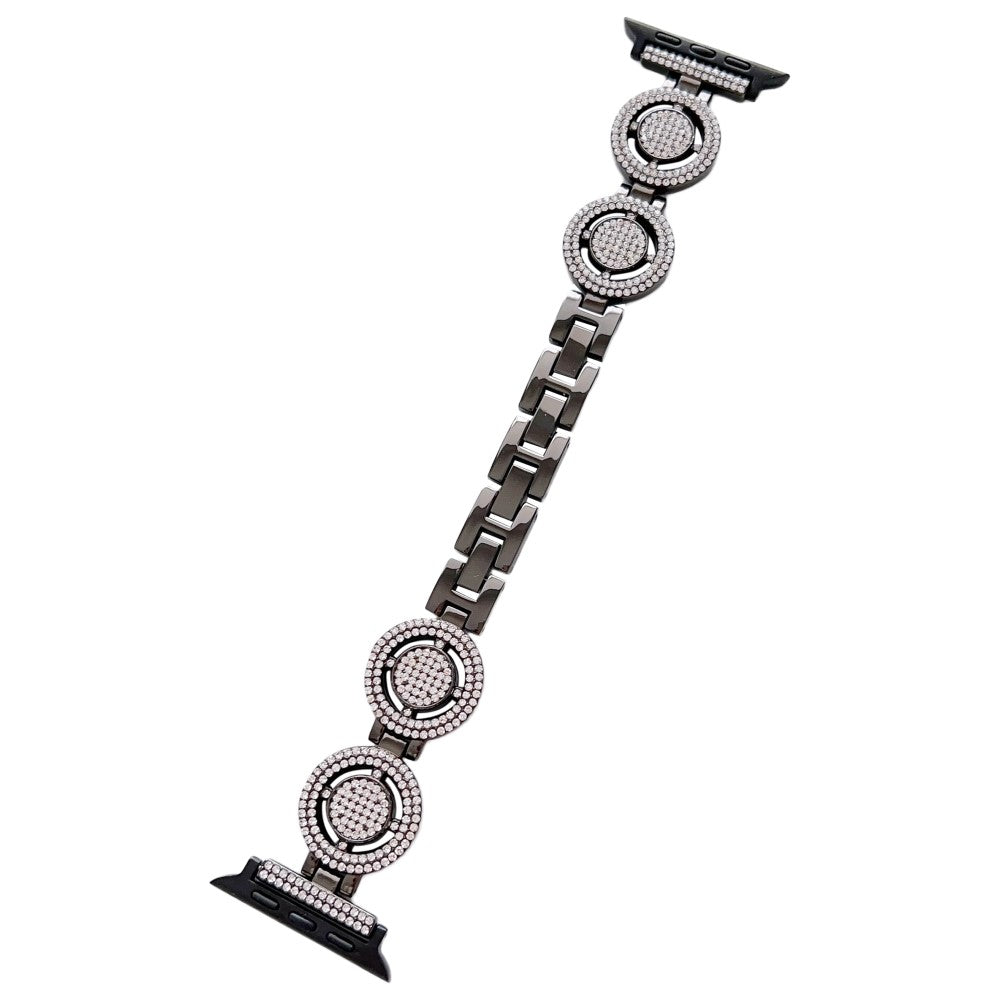 Udsรธgt Metal Og Rhinsten Universal Rem passer til Apple Smartwatch - Sort#serie_1