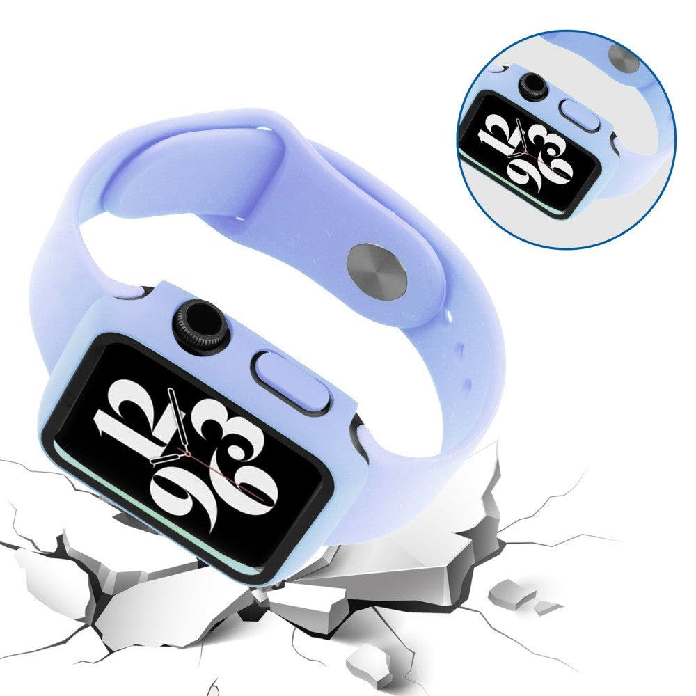 Vildt Fint Apple Watch Series 8 (45mm) / Apple Watch Series 7 45mm Cover med Skærmbeskytter i Plastik og Hærdet Glas - Lilla#serie_10