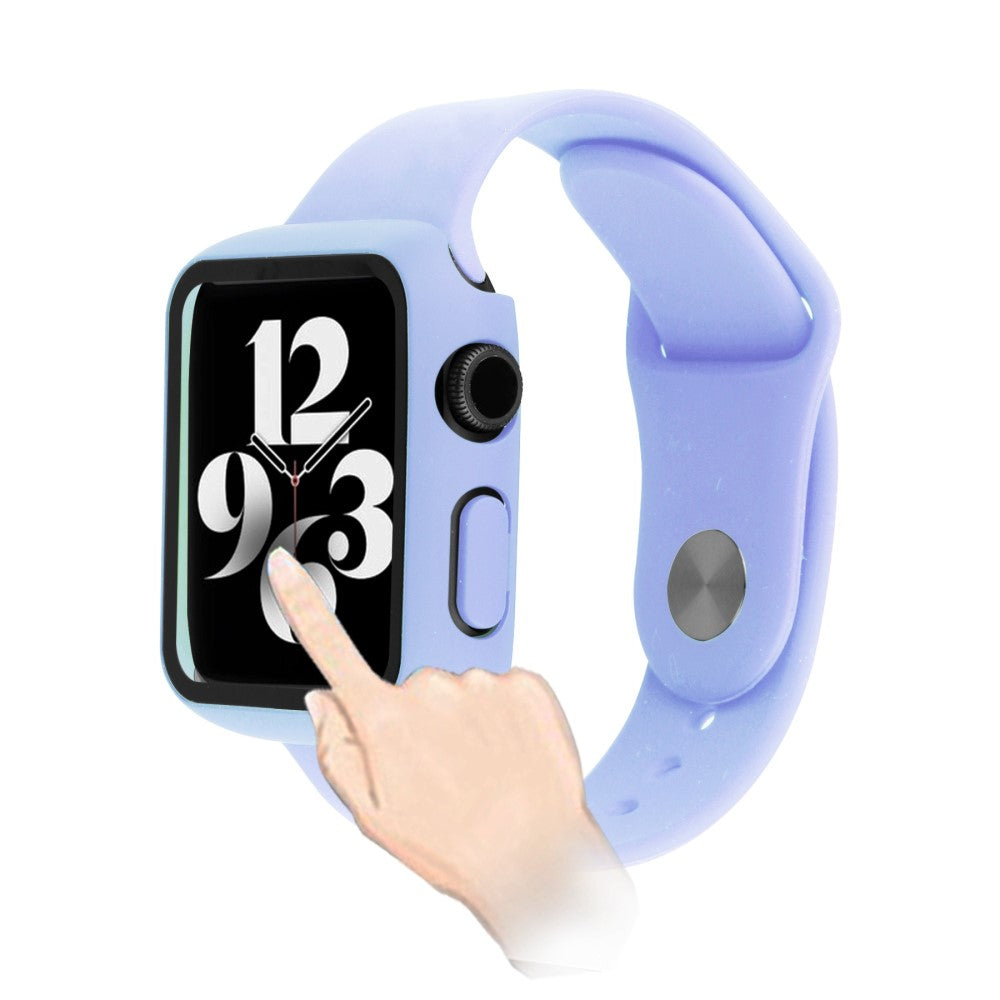 Vildt Fint Apple Watch Series 8 (45mm) / Apple Watch Series 7 45mm Cover med Skærmbeskytter i Plastik og Hærdet Glas - Lilla#serie_10
