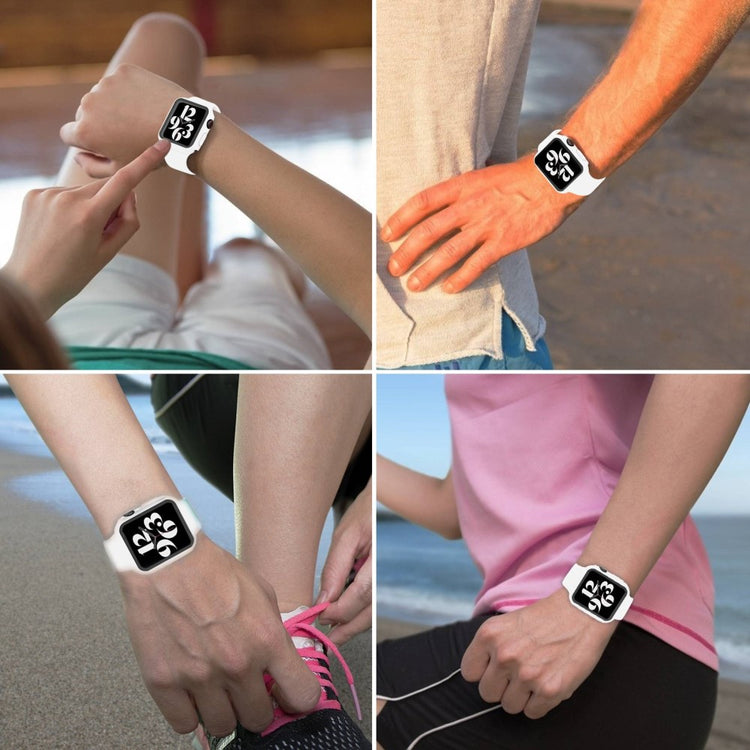 Vildt Fint Apple Watch Series 8 (45mm) / Apple Watch Series 7 45mm Cover med Skærmbeskytter i Plastik og Hærdet Glas - Hvid#serie_9