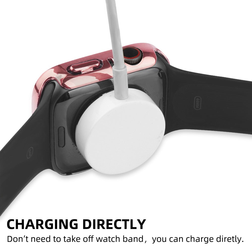 Apple Watch Series 8 (45mm) / Apple Watch Series 7 45mm Plastik Cover med Rem og Hærdet Glas - Pink#serie_5