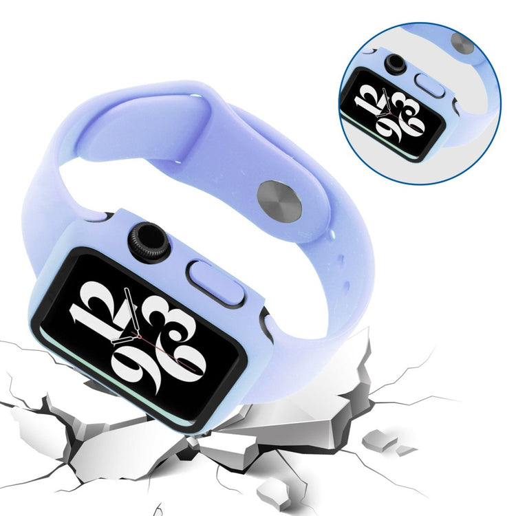 Apple Watch Series 8 (45mm) / Apple Watch Series 7 45mm Plastik Rem med Cover og Hærdet Glas - Lilla#serie_10