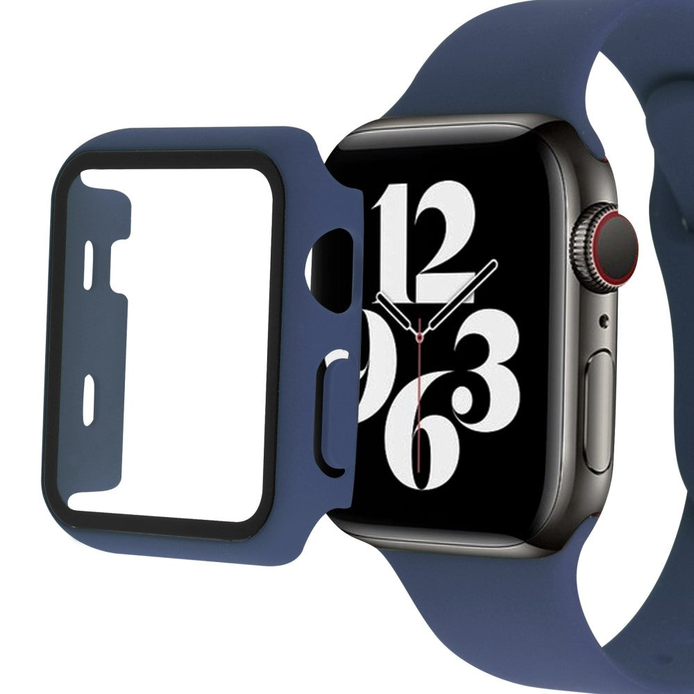 Apple Watch Series 8 (45mm) / Apple Watch Series 7 45mm Plastik Rem med Cover og Hærdet Glas - Blå#serie_13