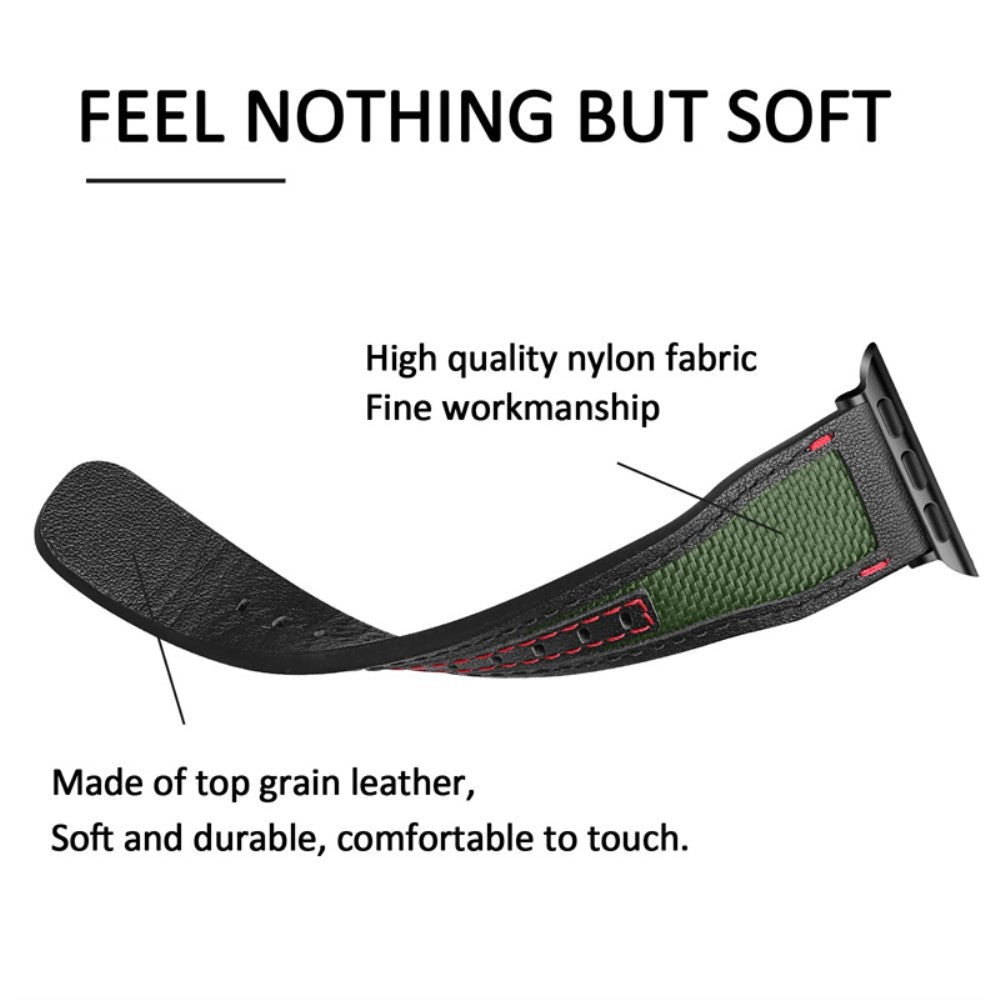 Mega godt Universal Apple Ægte læder og Nylon Rem - Sort#serie_3