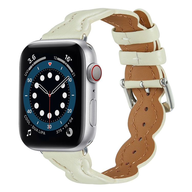 Meget nydelig Universal Apple Ægte læder Rem - Hvid#serie_5