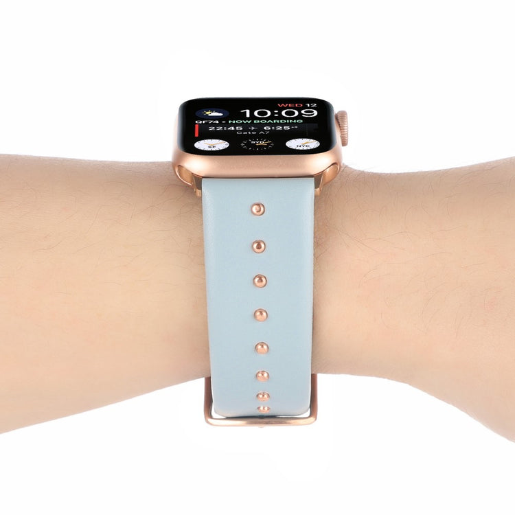 Super Sejt Ægte Læder Universal Rem passer til Apple Smartwatch - Blå#serie_2