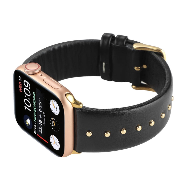 Super Sejt Ægte Læder Universal Rem passer til Apple Smartwatch - Sort#serie_3