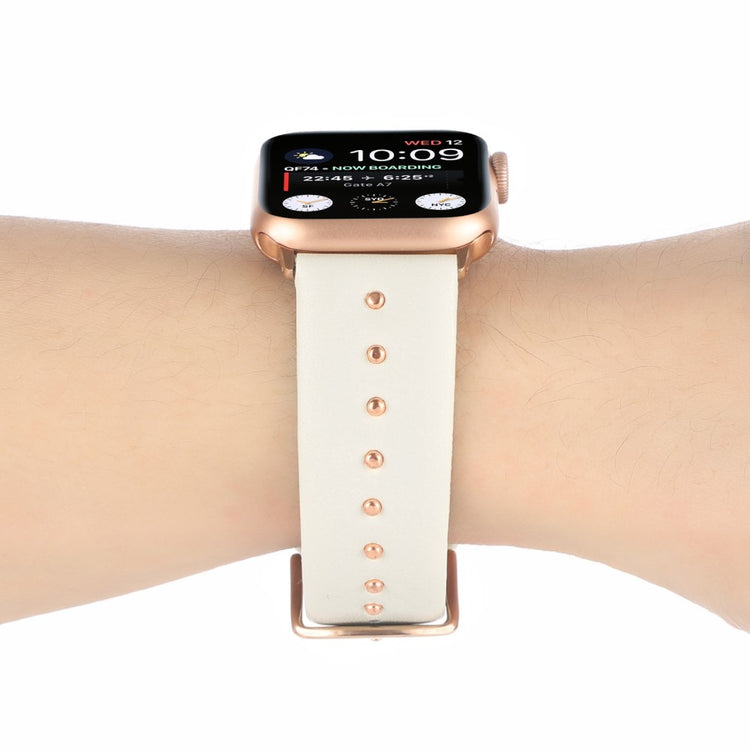 Super Sejt Ægte Læder Universal Rem passer til Apple Smartwatch - Hvid#serie_4