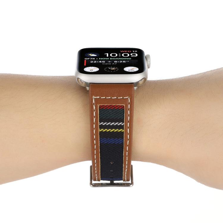 Mega Fed Kunstlæder Og Nylon Universal Rem passer til Apple Smartwatch - Flerfarvet#serie_3