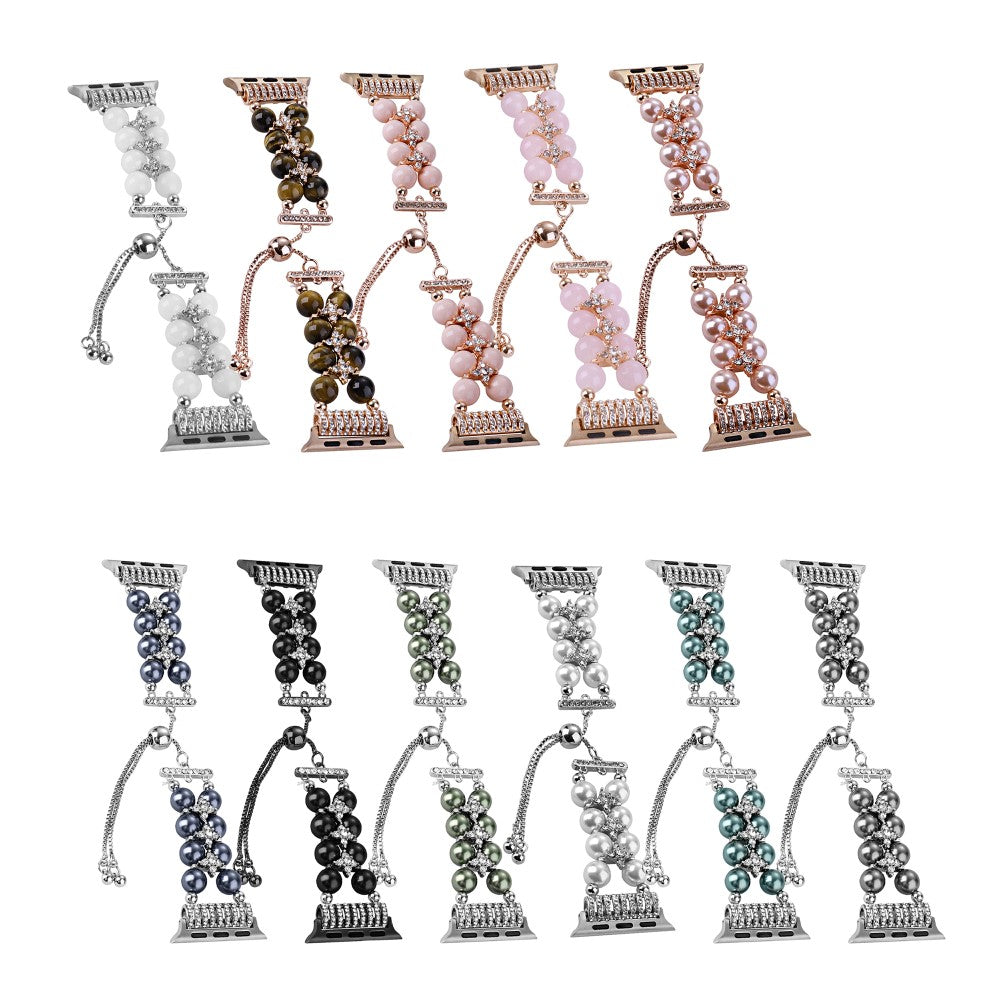 Skøn Plastik Og Rhinsten Universal Rem passer til Apple Smartwatch - Hvid#serie_5