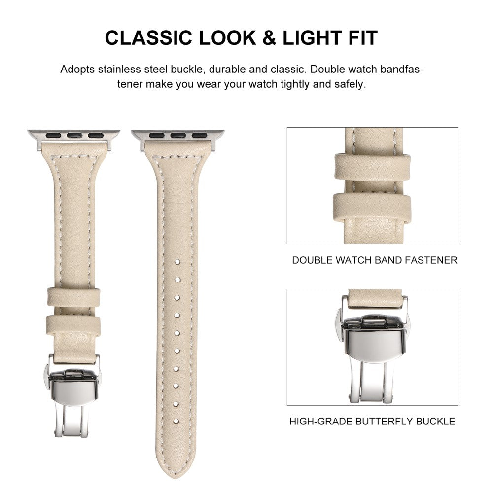 Rigtigt Cool Ægte Læder Universal Rem passer til Apple Smartwatch - Grøn#serie_8