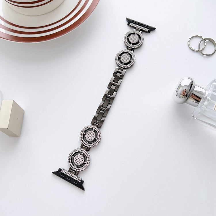 Klassisk Metal Og Rhinsten Universal Rem passer til Apple Smartwatch - Sort#serie_1