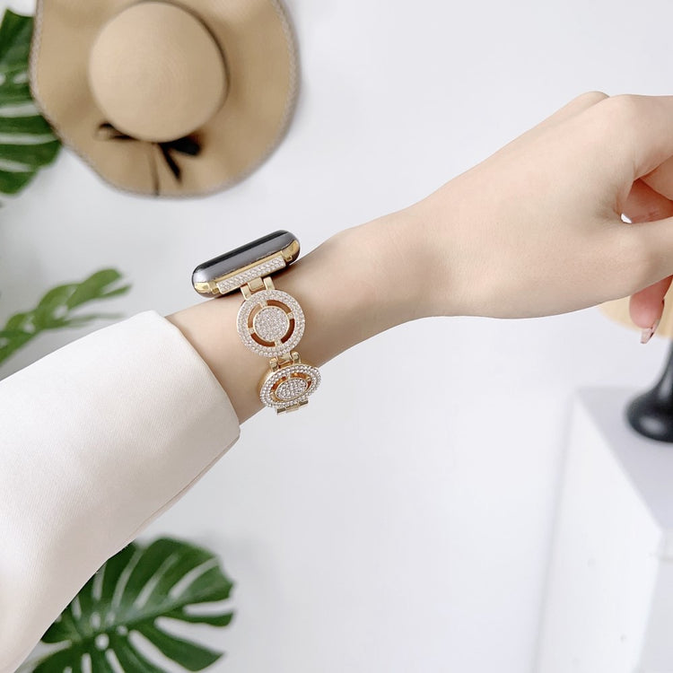 Klassisk Metal Og Rhinsten Universal Rem passer til Apple Smartwatch - Guld#serie_2