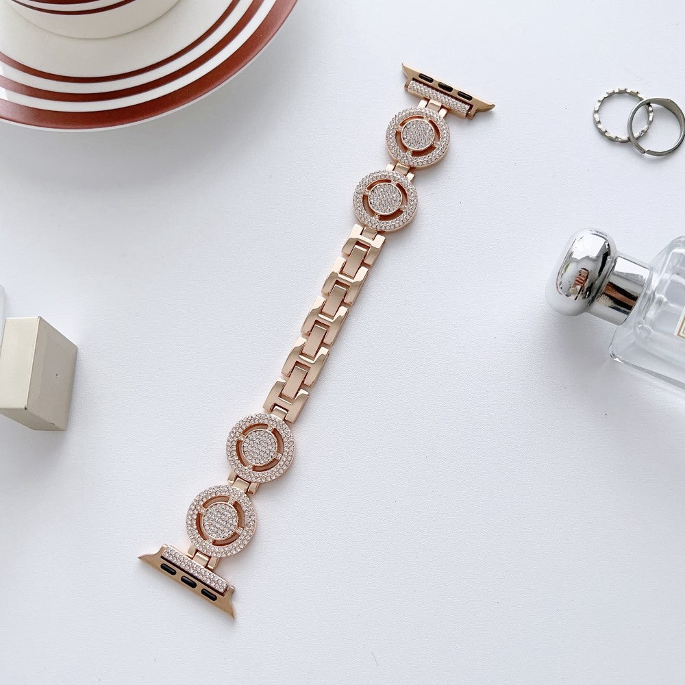 Klassisk Metal Og Rhinsten Universal Rem passer til Apple Smartwatch - Pink#serie_3