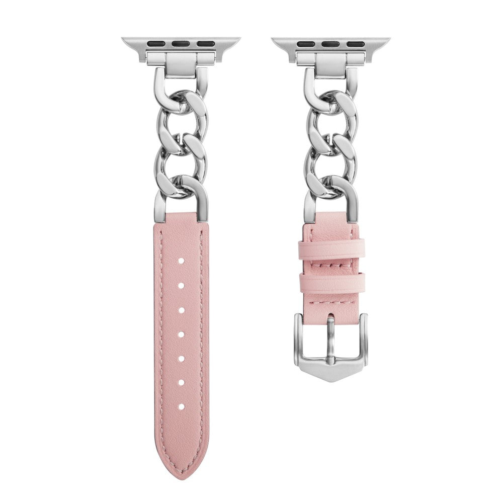 Elegant Metal Og Kunstlæder Universal Rem passer til Apple Smartwatch - Pink#serie_4