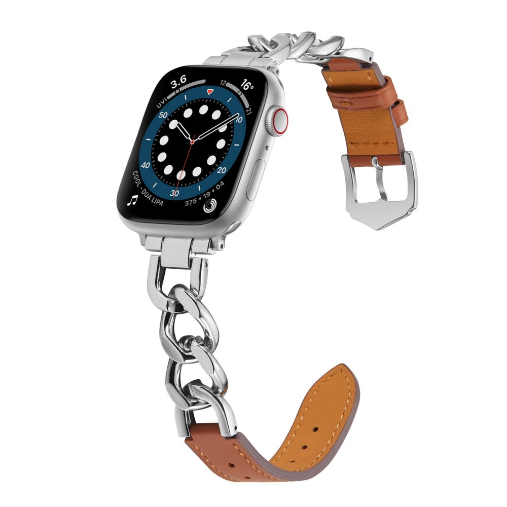 Elegant Metal Og Kunstlæder Universal Rem passer til Apple Smartwatch - Brun#serie_7
