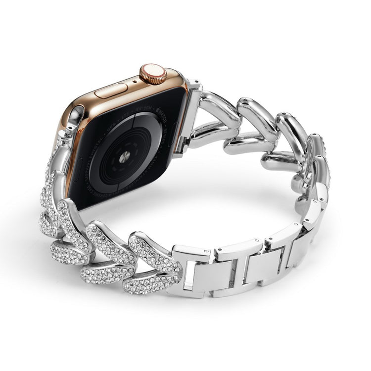 Superflot Metal Og Rhinsten Universal Rem passer til Apple Smartwatch - Sølv#serie_4
