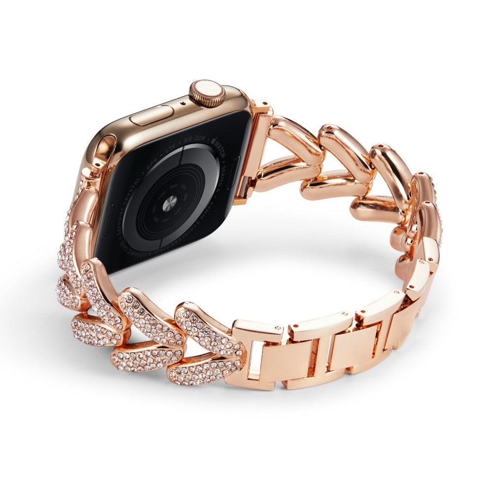 Superflot Metal Og Rhinsten Universal Rem passer til Apple Smartwatch - Pink#serie_5