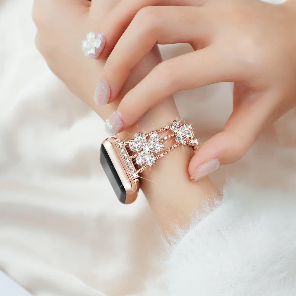 Mega Fint Metal Og Rhinsten Universal Rem passer til Apple Smartwatch - Pink#serie_1