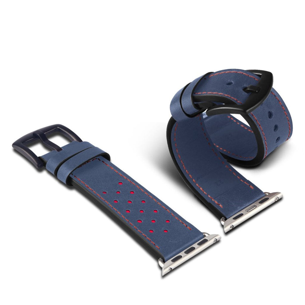 Kønt Apple Watch Series 4 40mm Ægte læder Rem - Blå#serie_2