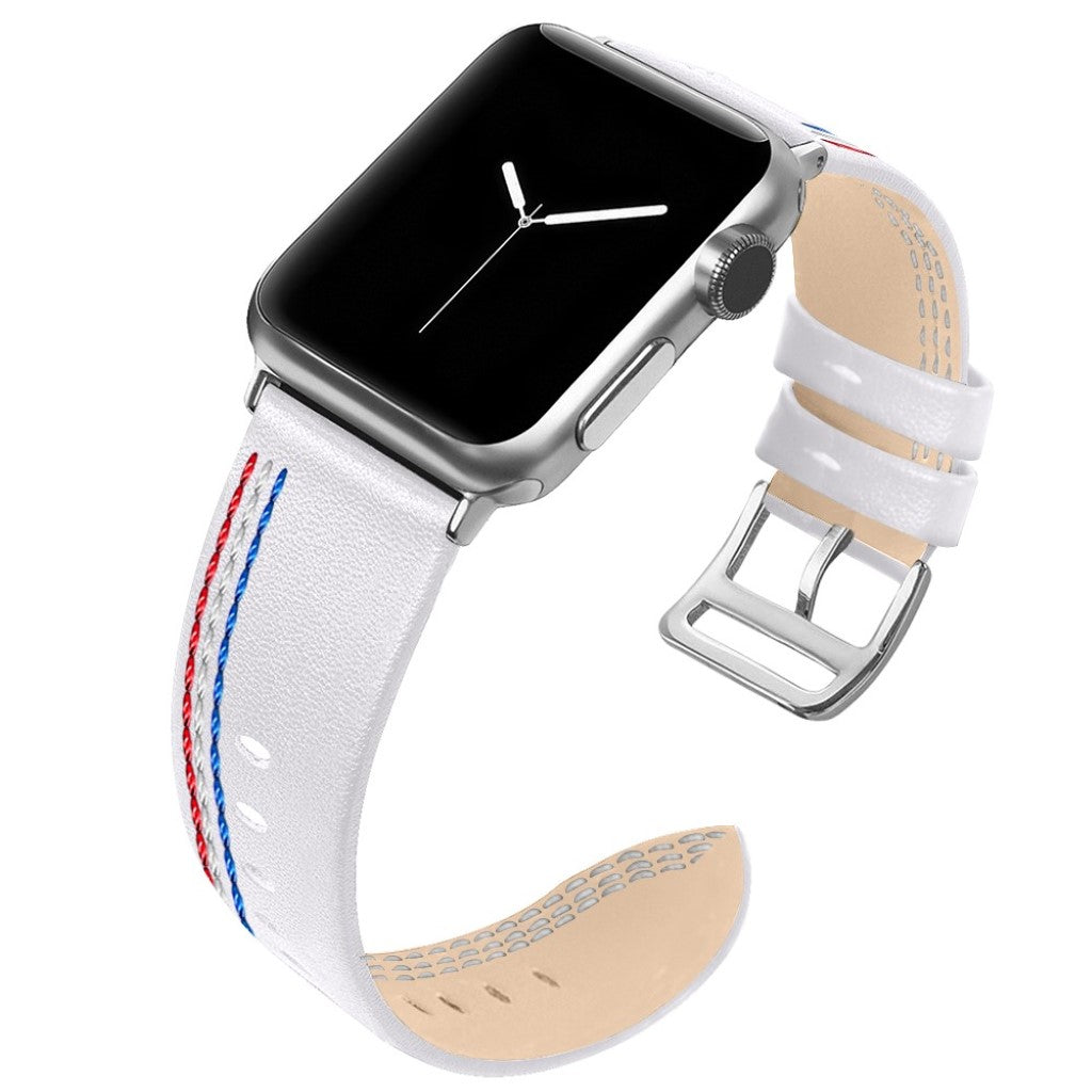 Helt vildt elegant Apple Watch Series 4 40mm Ægte læder Rem - Hvid#serie_1
