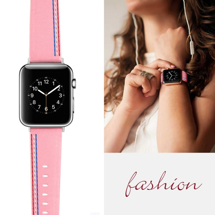 Helt vildt elegant Apple Watch Series 4 40mm Ægte læder Rem - Pink#serie_2