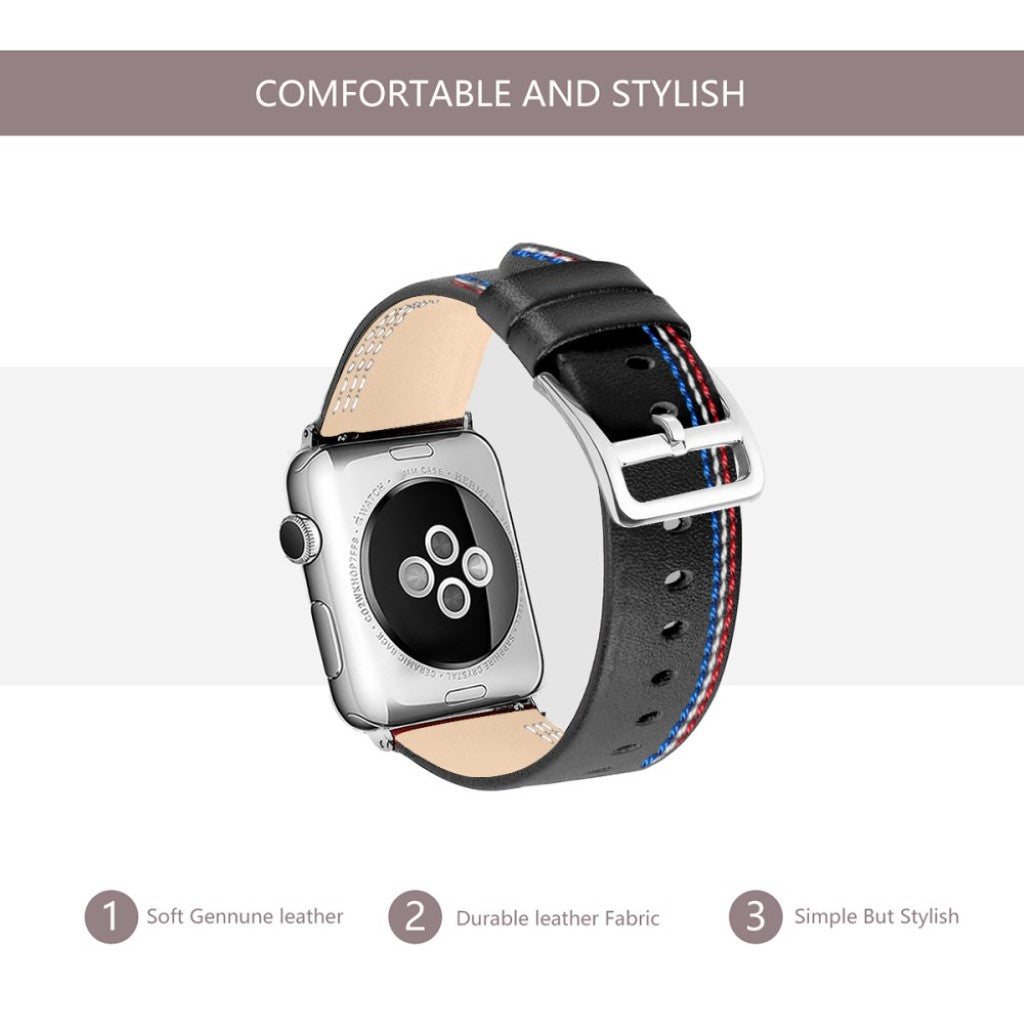 Helt vildt elegant Apple Watch Series 4 40mm Ægte læder Rem - Sort#serie_3