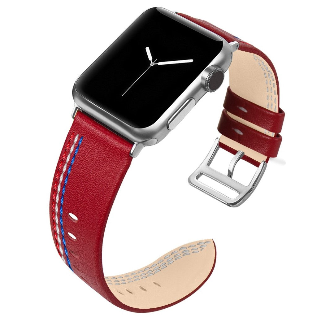 Helt vildt elegant Apple Watch Series 4 40mm Ægte læder Rem - Rød#serie_4