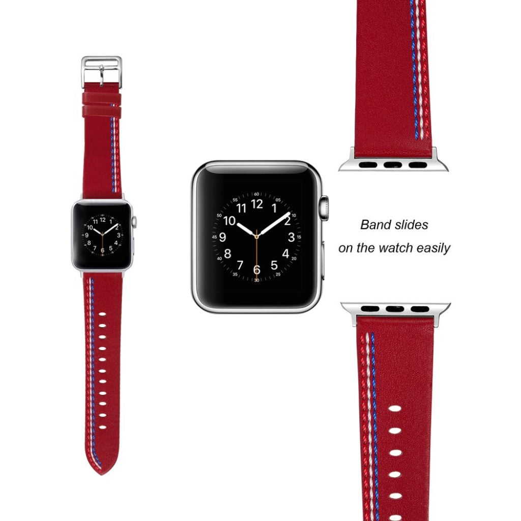 Helt vildt elegant Apple Watch Series 4 40mm Ægte læder Rem - Rød#serie_4