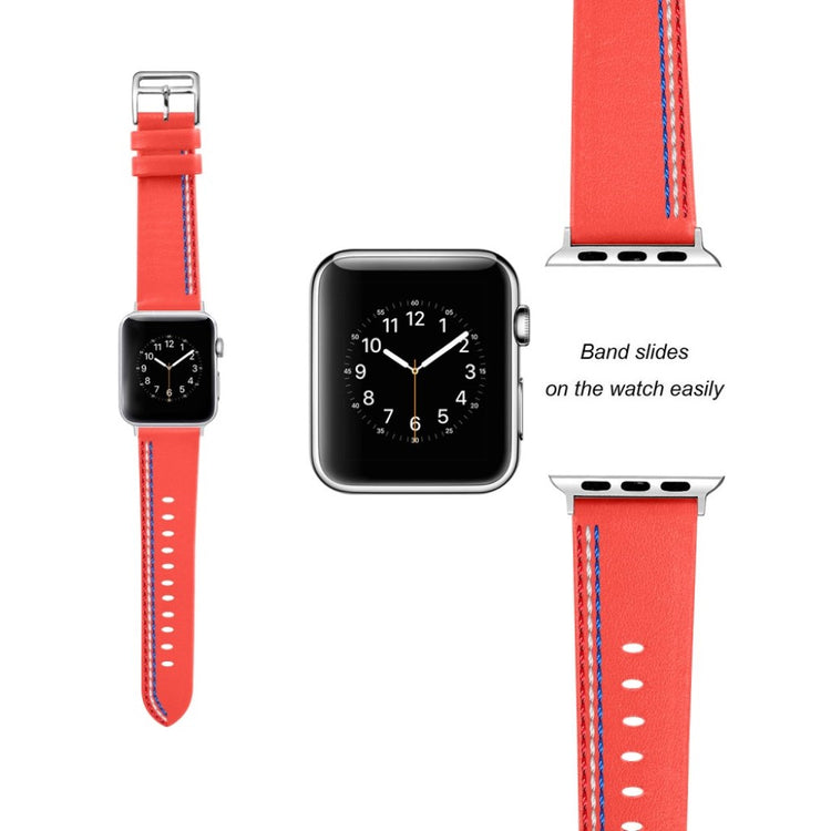 Helt vildt elegant Apple Watch Series 4 40mm Ægte læder Rem - Orange#serie_6